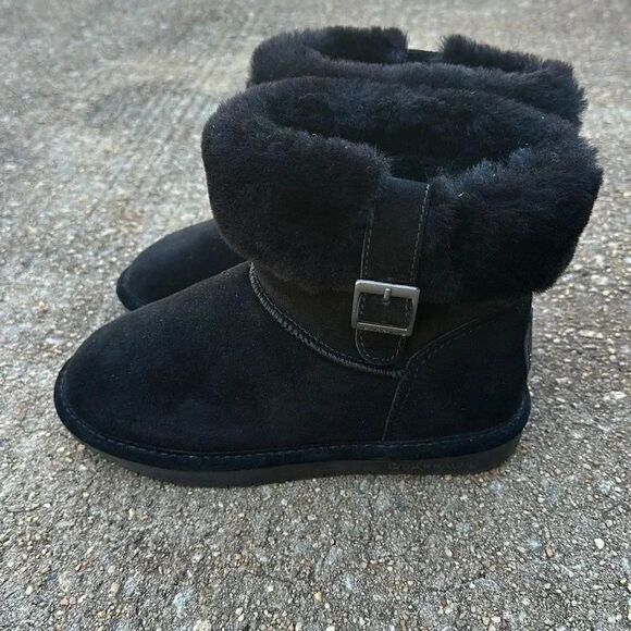 BearPaw Abby Ankle Foldover Boots Black Women’s Size 6 - Picture 4 of 10